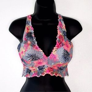 Victoria's Secret Pink Push Up Bralette Size Medium Floral Lace